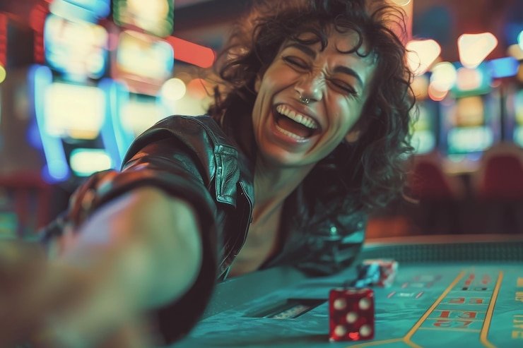 Dealer profesional siokambing1 membagikan kartu di meja Lightning Baccarat live dengan kamera multi-sudut
